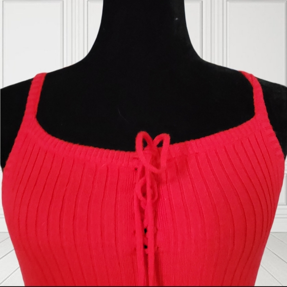 KYRRA Red Ribbed Bodycon Dress - Picture 3 of 5